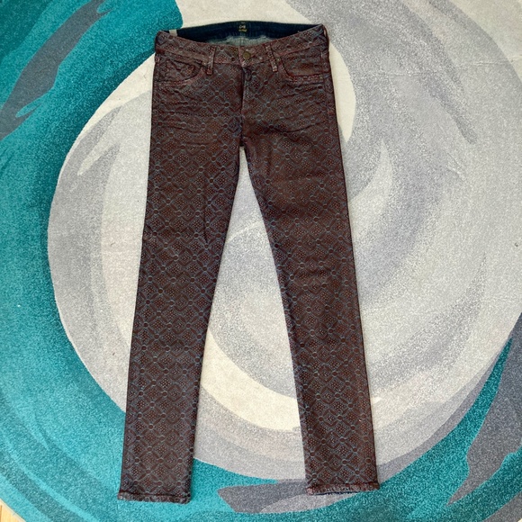Citizens of Humanity Coated Geometric in Lhasa Red Racer Skinny Jeans 28 - Picture 2 of 9